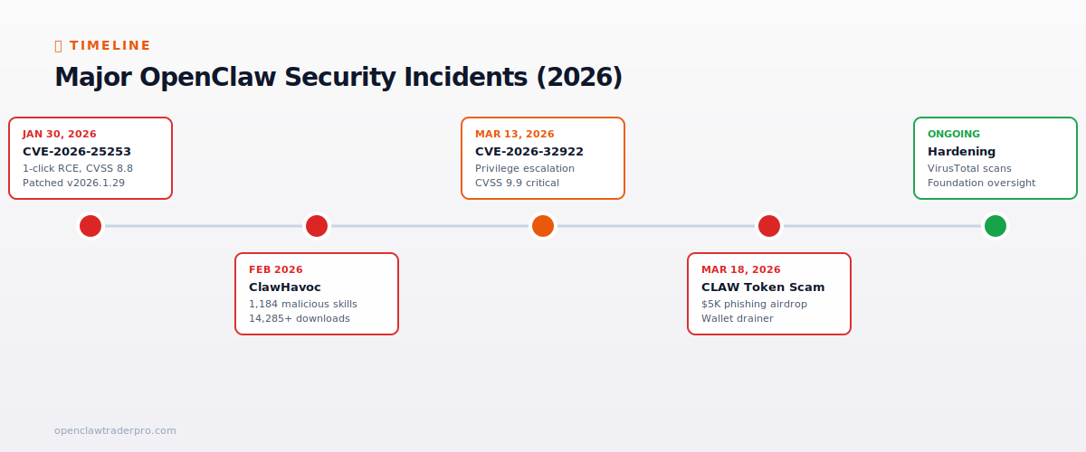 OpenClaw security incidents timeline