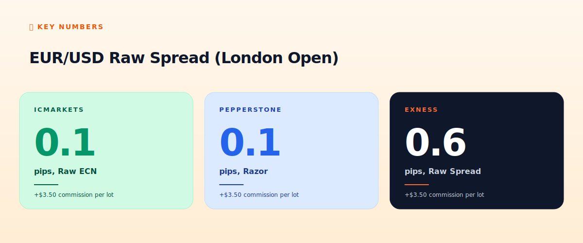 EUR/USD raw spread comparison